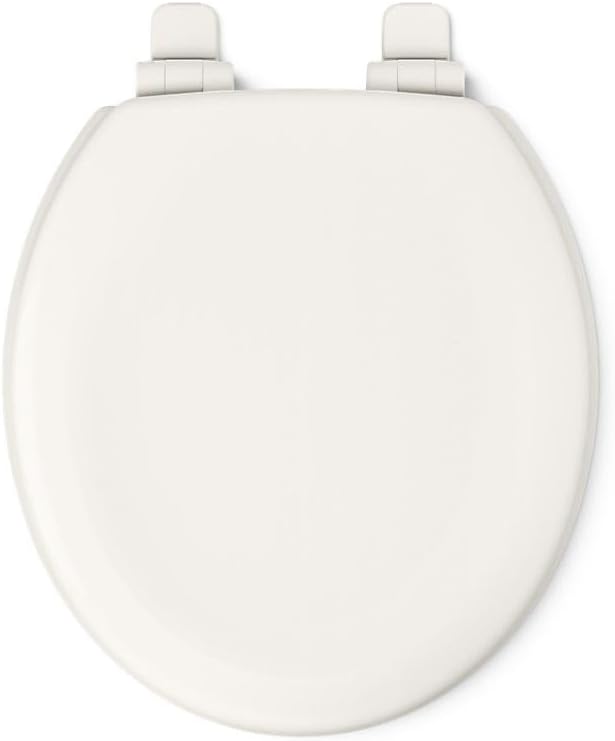KOHLER Stonewood Quiet-Close, Round Toilet Seat Soft Close, Durable Wood, Easy Installation, Universal Fit, Home Essentials, Biscuit Finish, K-20467-96 (Pack of 2)