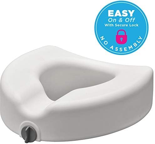 NOVA Toilet Seat Riser – Adds 5” Height, Raised Toilet Seat with ON/Off Front Lock, 300 lb Capacity, Fits Standard & Elongated Toilets, Slip-Resistant Bathroom Safety Aid for Seniors