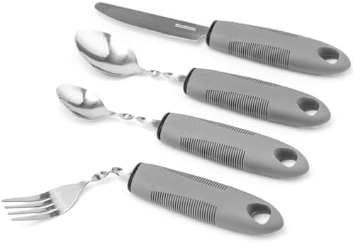 Bendable Adaptive Utensils for Elderly, Disabled People, Parkinson’s, Arthritis, Hand Tremors, Weak Hand Grip & Handicapped, Arthritic Hands-Non Slip Handles