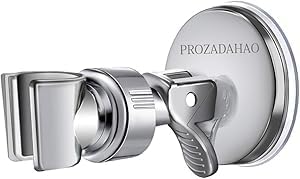 Adjustable Shower Head Holder, Bathroom Suction Cup Bracket for Handheld Showerhead, Removable Wall Mounted Shower Bracket (Silver) (Silver, 1)