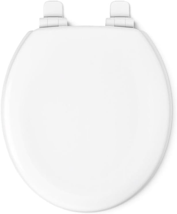 KOHLER Stonewood Quiet-Close, Round Toilet Seat Soft Close, Durable Wood, Easy Installation, Universal Fit, Home Essentials, White Finish, K-20467-0 (Pack of 2)