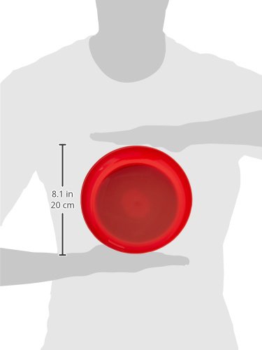 Sammons Preston Red Round Scoop Dish, Unbreakable 8" Scooper Bowl for Elderly, Disabled, & Handicapped, Plate with Non Skid Rubber Padded Bottom for Independent Eating, Self-Feeding Aid