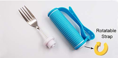 Flexible Stainless Steel Fork with Adjustable Strap 360 Degree Rotatable Eating AIDS Utensils for Disabled Patient Elder Arthritis People Handicapped (fork)