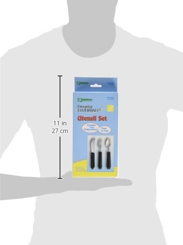 Essential Medical Supply Adaptive Utensil Set with Built Up Handles - Bendable Fork, Spoon, and Rocker Knife with Large Soft Handles for Arthritis, Orthopedic Recover and Elderly Individuals