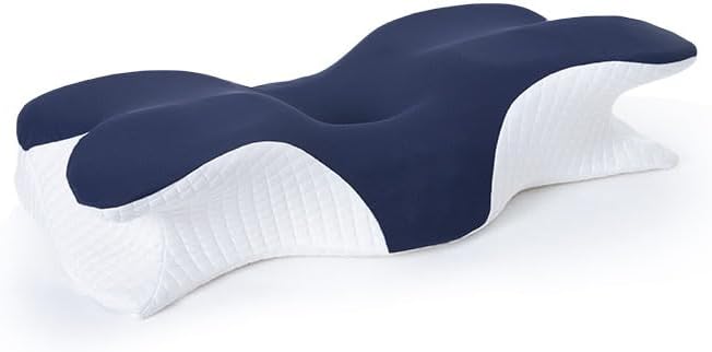 Pampkin Memory Foam Cervical Neck Pillow for Sleeping | Ergonomic Spinal Alignment Support Pillow for Neck, Back & Shoulder Pain Relief | Contoured Butterfly Design for Side, Back, Stomach Sleepers