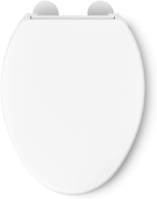 KOHLER 25875-0 Hyten 3" Height, Elevated Soft Close Elongated Toilet Seat, Contoured Seat with Grip-Tight Bumpers, Quick-Attach Hardware, No Slam Toilet Seat, White (Pack of 2)