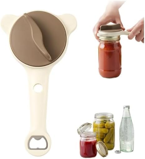 Multi-Functional Retractable Jar and Bottle Opener, Magnetic Stainless Steel Can Opener with Ergonomic Handle