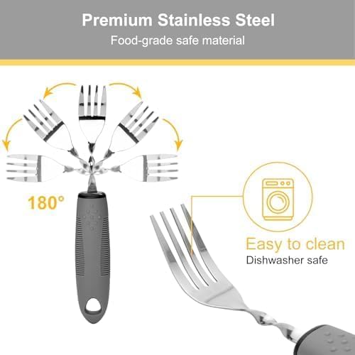 Bendable Adaptive Utensils for Elderly, Disabled People, Parkinson’s, Arthritis, Hand Tremors, Weak Hand Grip & Handicapped, Arthritic Hands-Non Slip Handles