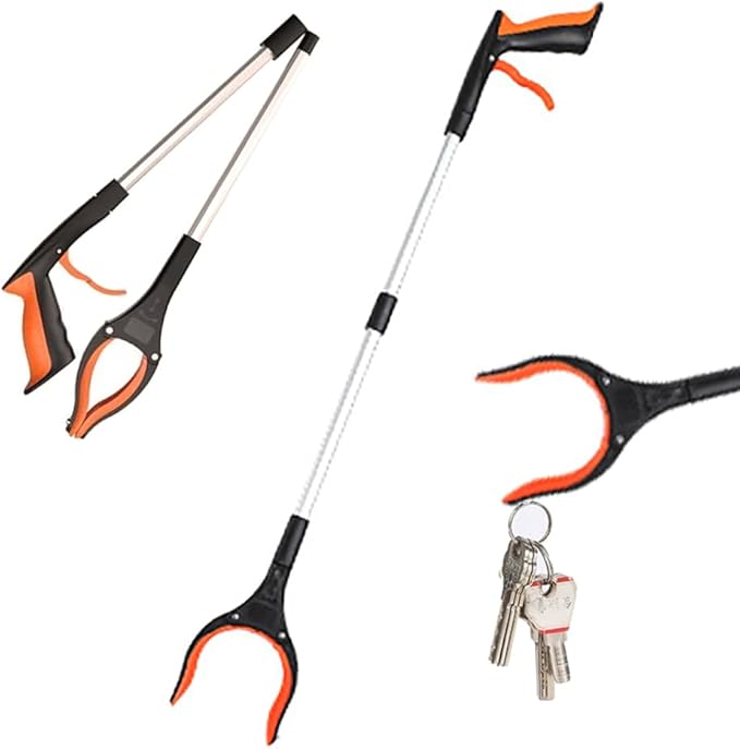 32" Trash Grabber Reacher Tool, Reach Grabbers for Seniors Heavy Duty, Elderly Assistance Products with Magnet Picker Upper, Gripper Pick up Sticks Hand Tools Gripper Pickup Mobility Aids (Orange)