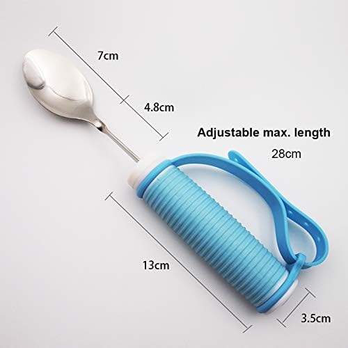 Flexible Stainless Steel Spoon with Adjustable Strap 360 Degree Rotatable Eating AIDS Utensils for Disabled Patient Elder Arthritis People Handicapped (spoon)