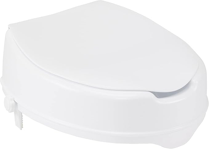 Drive Medical Raised Toilet Seat with Lock and Lid, Standard Seat, 4"
