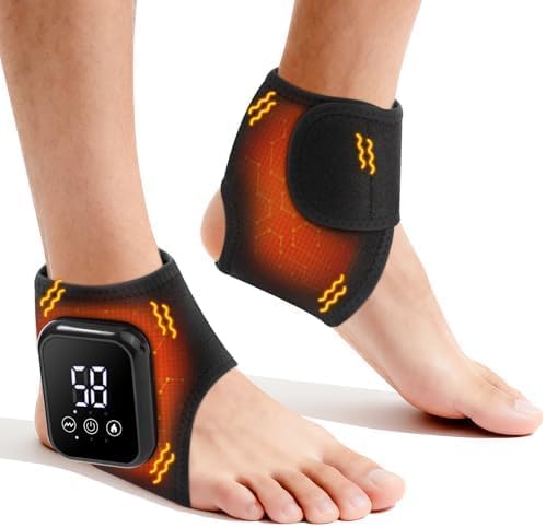2PCS Cordless Ankle Heating Pad with Massage,Rechargeable Ankle Massager for Circulation and Pain Relief, Heating Pad for Ankle,Portable Foot Massager
