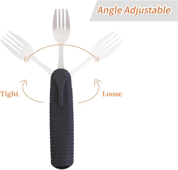 Adaptive Utensils Spoons Forks Set,Open Handle Design Provides Several Positions for Arthritis, Disabled People, Elderly (1 Set)