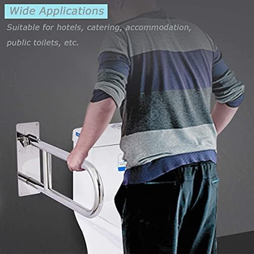 Toilet Grab Bar 31.5inch,Stainless Steel Foldable Bathroom Support Rail,Anti-Slip Handicap Grab Bars Safety Rails, For Seniors,Elderly,Pregnant,Disabled,Shower Grab Bars Supports 350lbs Load-1.26 Tube