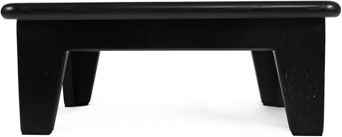 CONSDAN Step Stool for Bed - USA Grown Oak, Wooden Stool for Adults and Seniors, 6.5" High, Non-Slip Mat, No Assembly Needed, Solid Wood, Black Color