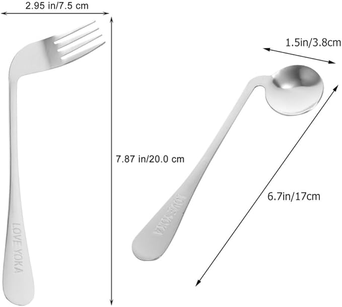 Ipetboom Angled Feeding Utensils Lightweight Ergonomic Fork and Spoon Adaptive Tableware for Seniors with Limited Wrist Mobility and Self-Feeding Aid