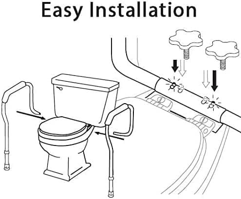 Carex Toilet Safety Rails, Adjustable and Detachable Toilet Safety Frame with Handles for Elderly, Handicap, or Disabled, Heavy-Duty Non-Slip Bathroom Grab Bar, with Padded Handles and Aluminum Frame