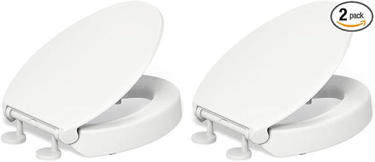 KOHLER 25875-0 Hyten 3" Height, Elevated Soft Close Elongated Toilet Seat, Contoured Seat with Grip-Tight Bumpers, Quick-Attach Hardware, No Slam Toilet Seat, White (Pack of 2)