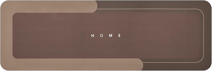 Housego Absorbent Bath Mat Magic Rug, Quick Drying Magic Bath Mat Non-Slip Floor Rug Rubber Backed for Bathroom Kitchen Shower Sink, Water Absorbent (1PC, 16.93''x50'', Brown)