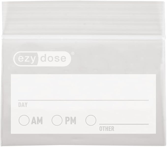 EZY DOSE Disposable Pill, Vitamin and Daily Medicine Organizer Pouches, Zippered Seal Baggies, Pocket Sized and Travel Friendly, Easy to Use, Write on Label, 50 Count, BPA Free