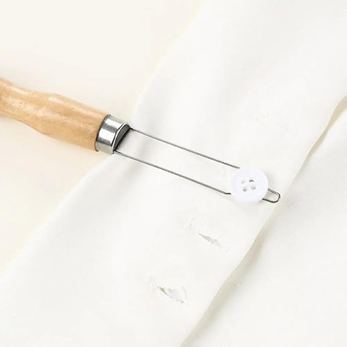 Button Hook and Zipper Pull Assist Tool with Wooden Handle Grip and Helper Assist Device for Seniors and Elderly - Pack of 3