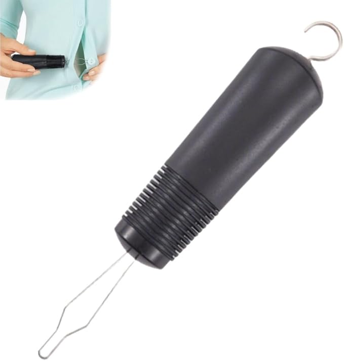 Button Hook for Seniors, Zipper Puller Helper Tool, One Handed Adaptive Equipment, Dressing Stick for Elderly, One Hand Buttons Aids Button Assist Device, with Comfort & Wide Grip(Black)