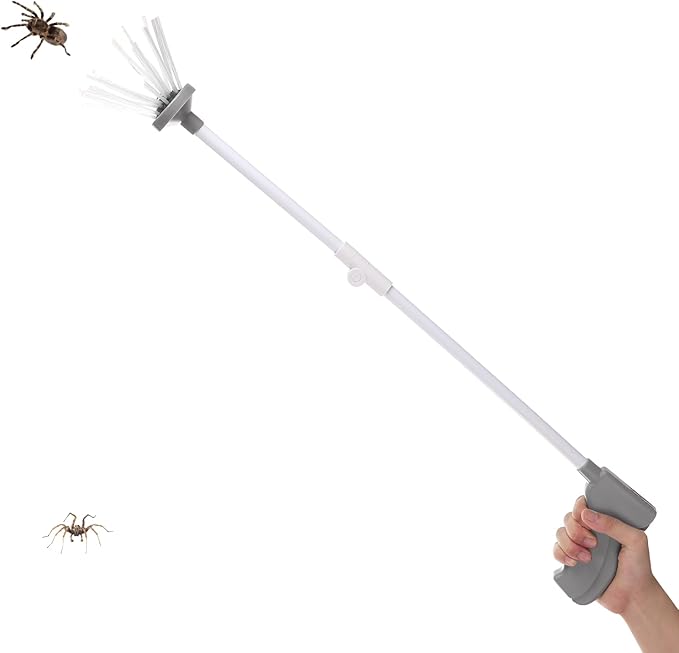 Spider Catcher, Insect Catcher, Bug Grabber, Spider Grabber, Long Handled with Foldable Design, for Home Office Garden Camping Beach (2nd Generation, Grey)