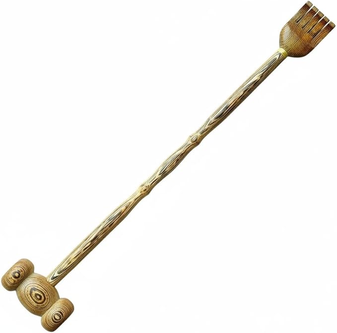 Back Scratcher with Massage Hammer, 100% Natural Wood Finger-Like Back Scratchers for Adults Men Women,19 Inch Thicken Extended with Body Massager Gifts for Senior(6- Bullet Version)