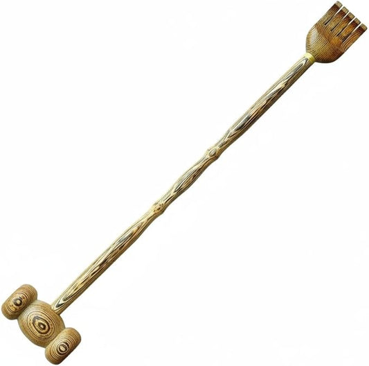 Back Scratcher with Massage Hammer, 100% Natural Wood Finger-Like Back Scratchers for Adults Men Women,19 Inch Thicken Extended with Body Massager Gifts for Senior(6- Bullet Version)