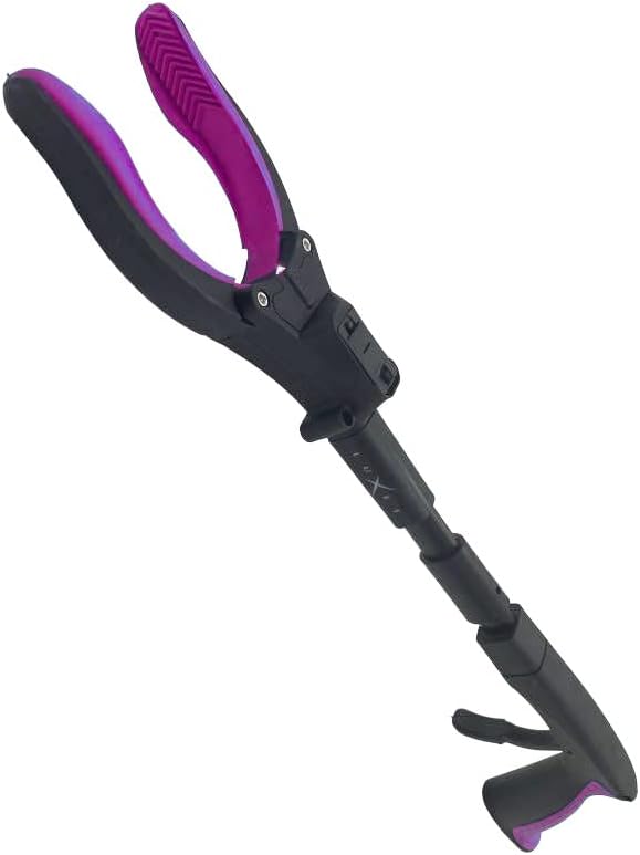 Grabber Tool 19" Aluminum Magnetic Claw with LED Light, Lightweight Foldable Reacher Grabber Pickup Tool, Gripper Grabbers for Elderly Grab it Reaching Tool Trash Picker Grabber, Pink, By Luxet