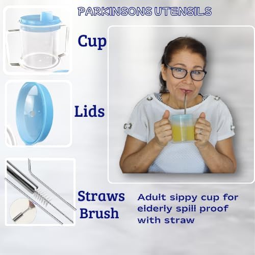 | Adult sippy cup for elderly spill proof | adult sippy cups for elderly spill proof with straw | Set of 5 pcs with stainless steel straws and dishwasher