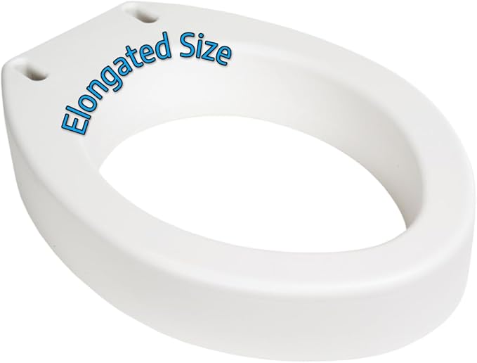 Essential Medical Supply Toilet Seat Riser for Elongated Bowl with 3.5" Rise - 19 x 14 x 3.5 Inch, Elevating and Raising Toilet Seat for Seniors, Adults and The Elderly with 300lb Weight Capacity