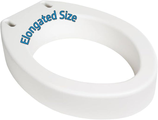 Essential Medical Supply Toilet Seat Riser for Elongated Bowl with 3.5" Rise - 19 x 14 x 3.5 Inch, Elevating and Raising Toilet Seat for Seniors, Adults and The Elderly with 300lb Weight Capacity
