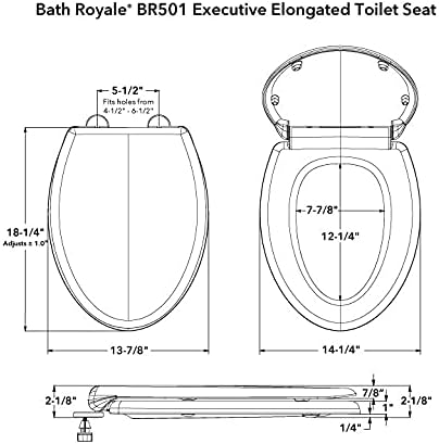 Bath Royale Toilet Seat (Round or Elongated), Slow Close (Soft Close, Quiet Close), Stain-Resistant and Easy to Clean, Fits All Toilet Brands, Executive Series - 5 Pack