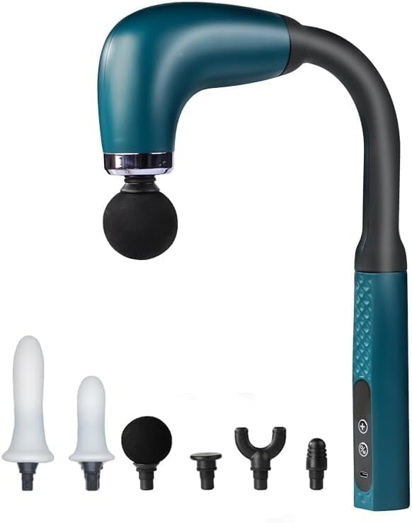 Handheld Cordless & Rechargeable Back Massager - Quiet - Full Body Massage Device for Women, Aches Relief, Sports Recovery and Deep Relaxation - Bluegreen