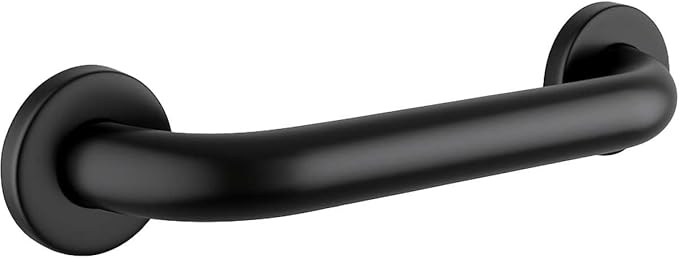 12" Matte Black Restroom Grab Bar - Stainless Steel Bathroom Safety Rail for Shower, Toilet, or Wall Mount - Durable 250 lb. Support Bar for Elderly - Commercial or Home Use