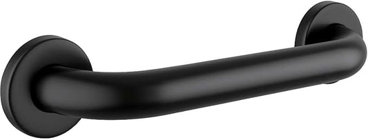12" Matte Black Restroom Grab Bar - Stainless Steel Bathroom Safety Rail for Shower, Toilet, or Wall Mount - Durable 250 lb. Support Bar for Elderly - Commercial or Home Use