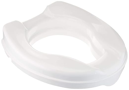 Homecraft Savanah Raised Toilet Seat, 4" High Elevated Toilet Seat Locks Onto Standard Toilets, Portable Assistance Commode Seat with Sturdy Brackets, Medical Aid for Elderly, Disabled, Limited Mobility