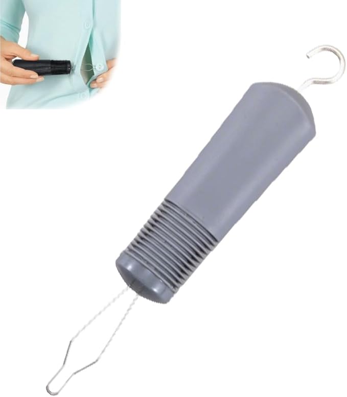 Button Hook for Seniors, Zipper Puller Helper Tool, One Handed Adaptive Equipment, Dressing Stick for Elderly, One Hand Buttons Aids Button Assist Device, with Comfort & Wide Grip(Gray)