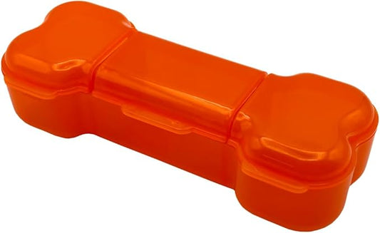 EZY DOSE Dog Bone Pill Case, Medicine Planner, Vitamin Organizer Box, Weekly Dispenser for Daily Doses, 3 Individually Large Compartments, Convenient and Easy to Use, Pet Friendly, Orange, BPA Free
