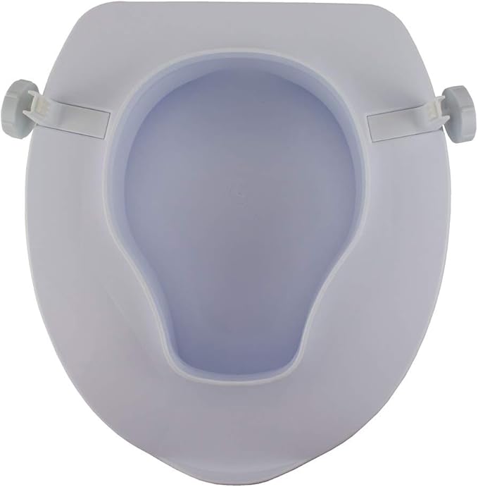 Mobiclinic®, Raised toilet seat, With toilet lid, 4 inches, Adaptable to oval toilets, Lateral fixation system, Elevated Toilet Seat for Adults, Spanish brand, model Titán, Color White