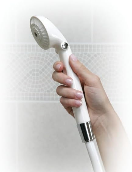 Drive Deluxe Handheld Shower Spray, 80-Inch Reinforced Hose, Built-in On/Off Switch, White