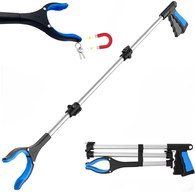 Grabber Reacher Wheelchair aid,FitPlus Premium Grabber Tool accesery 34 Inch, Strong Magnet Grabber Reacher for Elderly, Lightweight Extra Long Handy for Trash (Blue, 43 Inches)