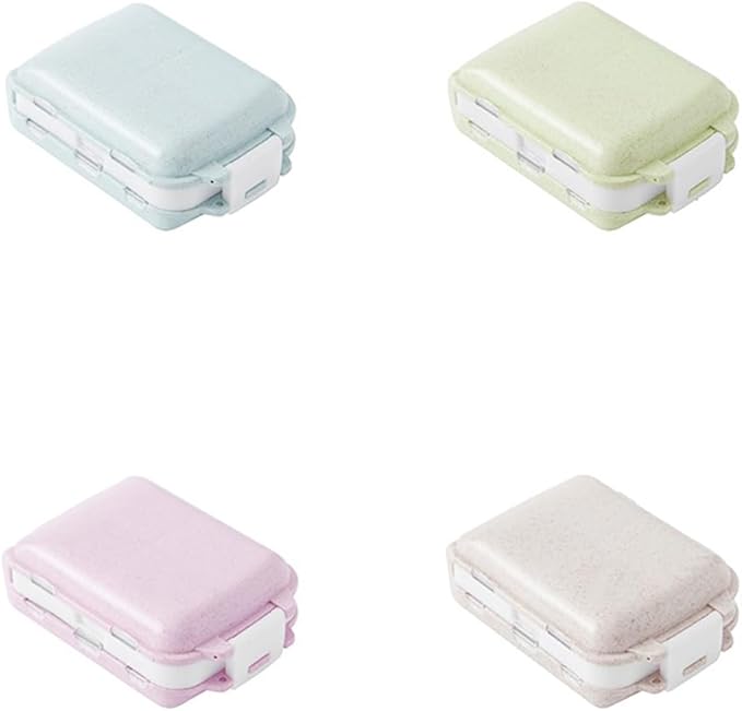 FOMIYES 2pcs Portable Wheat Straw Pill Organizer Travel Case for Daily Medication Compact Design for Easy Carrying for Seniors Go Use Beige