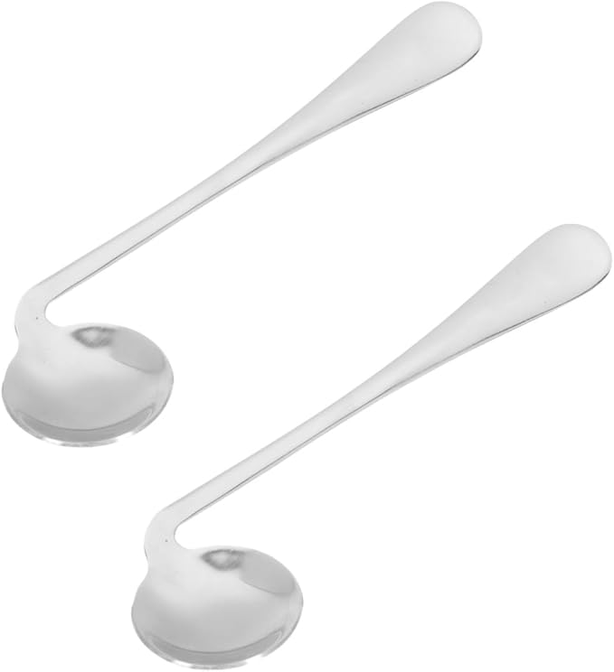 FOMIYES 2pcs Weighted Swivel Spoon for Elderly Senior Adaptive Utensils Angled Spoon for Tremor Easy-Grip Stainless Steel Fork Cutter