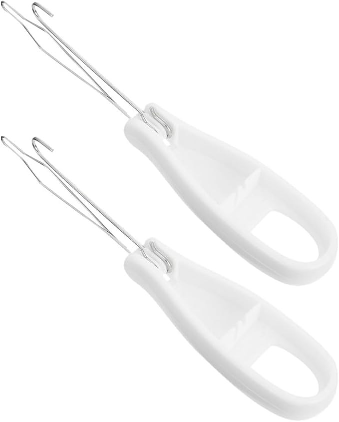 Angoily 2pcs Button Hook and Zipper Pull Assist Tool for Clothes Wearing Assistance, Fixed Button Hook Accessory with Handle Grip, Dressing Aid for Seniors and Disabled Users
