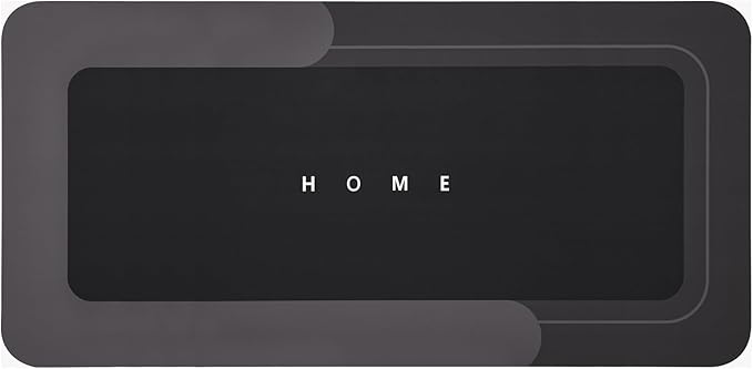 Housego Absorbent Bath Mat Magic Rug, Quick Drying Magic Bath Mat Non-Slip Floor Rug Rubber Backed for Bathroom Kitchen Shower Sink, Water Absorbent (1PC, 16.93''x34.65'', Black)
