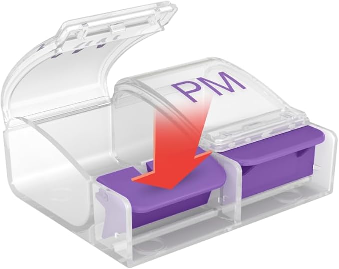 EZY DOSE Daily Push Button Pill Case, Medicine Planner, Vitamin Organizer Box, 2 Times a Day, AM/PM Large Compartments, Arthritis Friendly, Clear Lids, Color May Vary, BPA Free