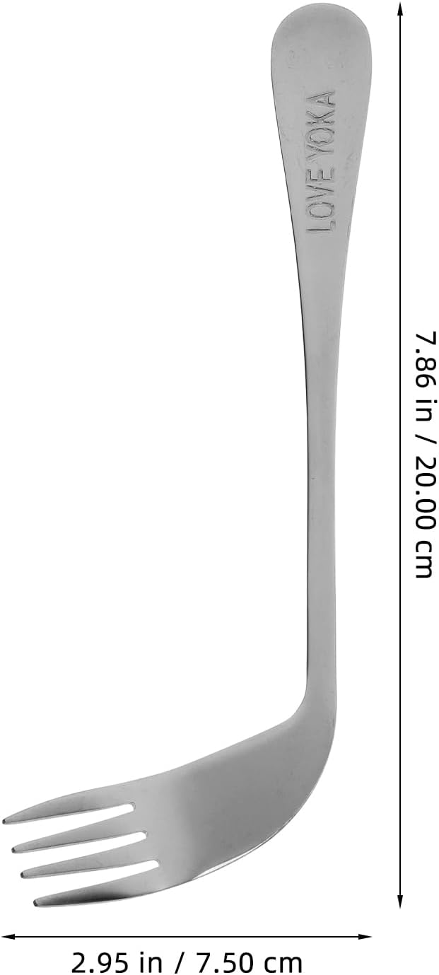 Left Handed Adaptive Utensils Set Stainless Steel Angled Fork and Spoon Easy Hold Offset Spoon Easy Offset Spork for Limited or Weak Grasp Elderly