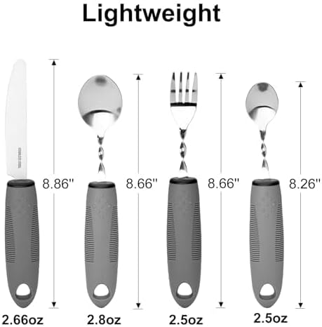 Bendable Adaptive Utensils for Elderly, Disabled People, Parkinson’s, Arthritis, Hand Tremors, Weak Hand Grip & Handicapped, Arthritic Hands-Non Slip Handles